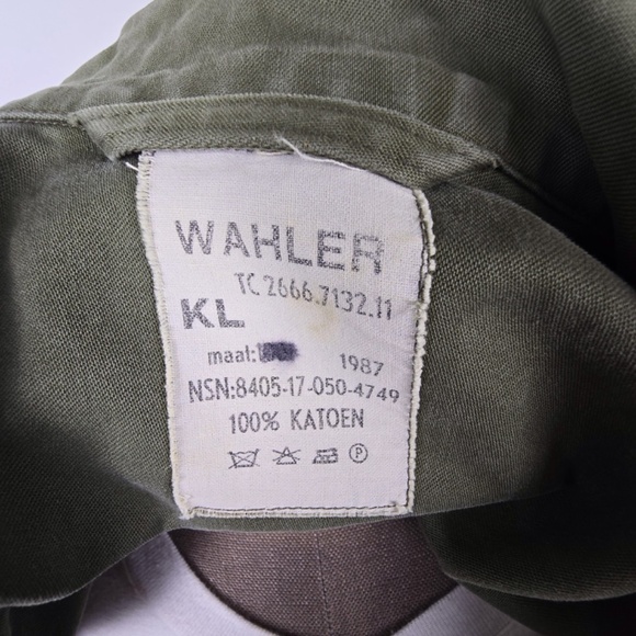 VTG 80’s Dutch Army Olive Green Field Shirt/ Jacket Wahler KL Military Large - Picture 6 of 8